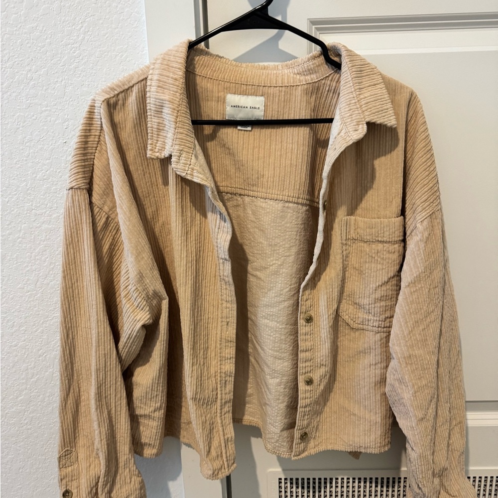 American Eagle Outfitters Beige Corduroy Utility Jacket